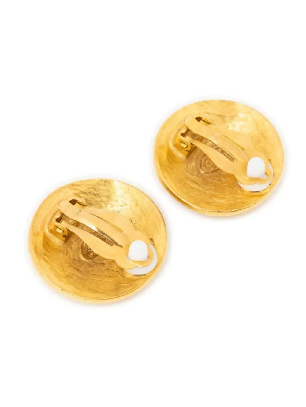 Chanel CC Logo Round Clip Type Earrings Gold Plated